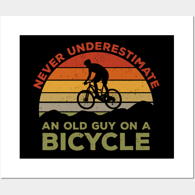 Never Underestimate An old Guy On A Bicycle - Christmas Gift Idea Wall Art by Zen Cosmos Official